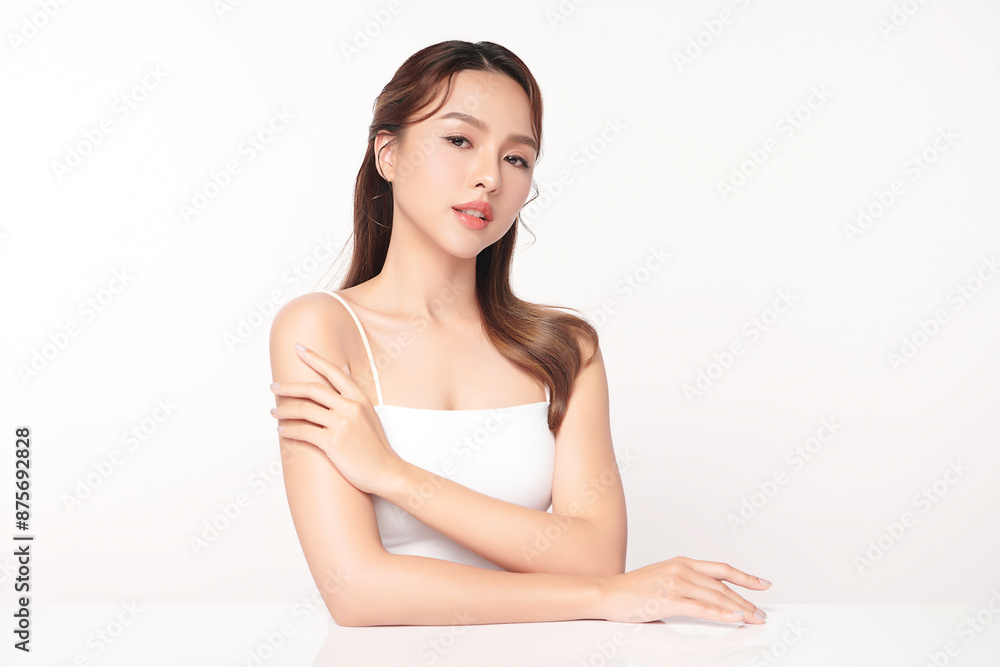 Beautiful young asian woman with clean fresh skin on white background, Face care, Facial treatment, Cosmetology, beauty and spa, Asian women portrait. Beautiful young asian woman with clean fresh skin on white background, Face care, Facial treatment, Cosmetology, beauty and spa, Asian women portrait.