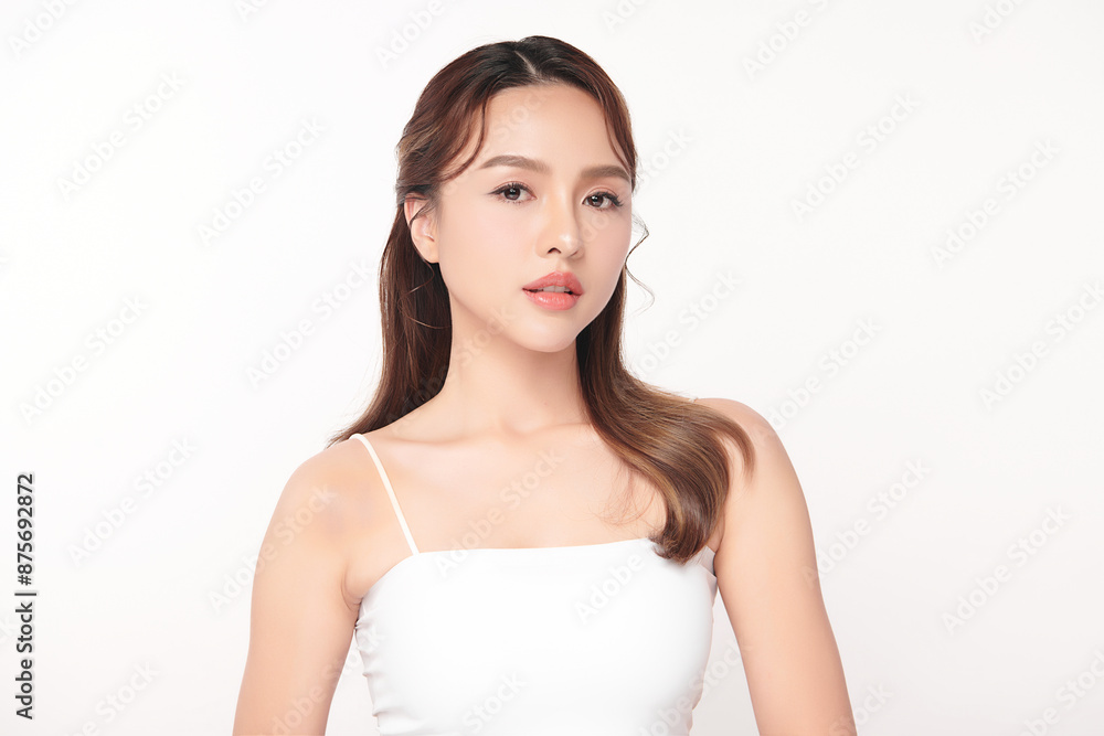 Beautiful young asian woman with clean fresh skin on white background, Face care, Facial treatment, Cosmetology, beauty and spa, Asian women portrait. Beautiful young asian woman with clean fresh skin on white background, Face care, Facial treatment, Cosmetology, beauty and spa, Asian women portrait.