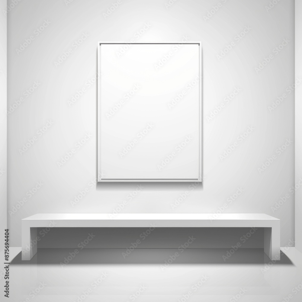 The white empty wall with a blank poster in the gallery room interior, vector illustration design template for exhibition and museum advertising concept background. The white empty wall with a blank poster in the gallery room interior, vector illustration design template for exhibition and museum advertising concept background.