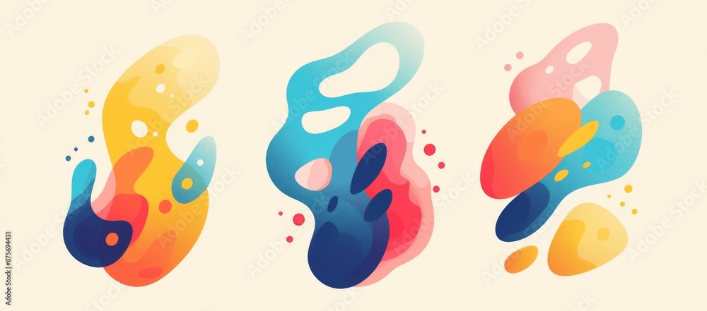 Three colorful abstract shapes in the shape of footprints, symbolizing movement and energy. Vector illustration on a white background Three colorful abstract shapes in the shape of footprints, symbolizing movement and energy. Vector illustration on a white background