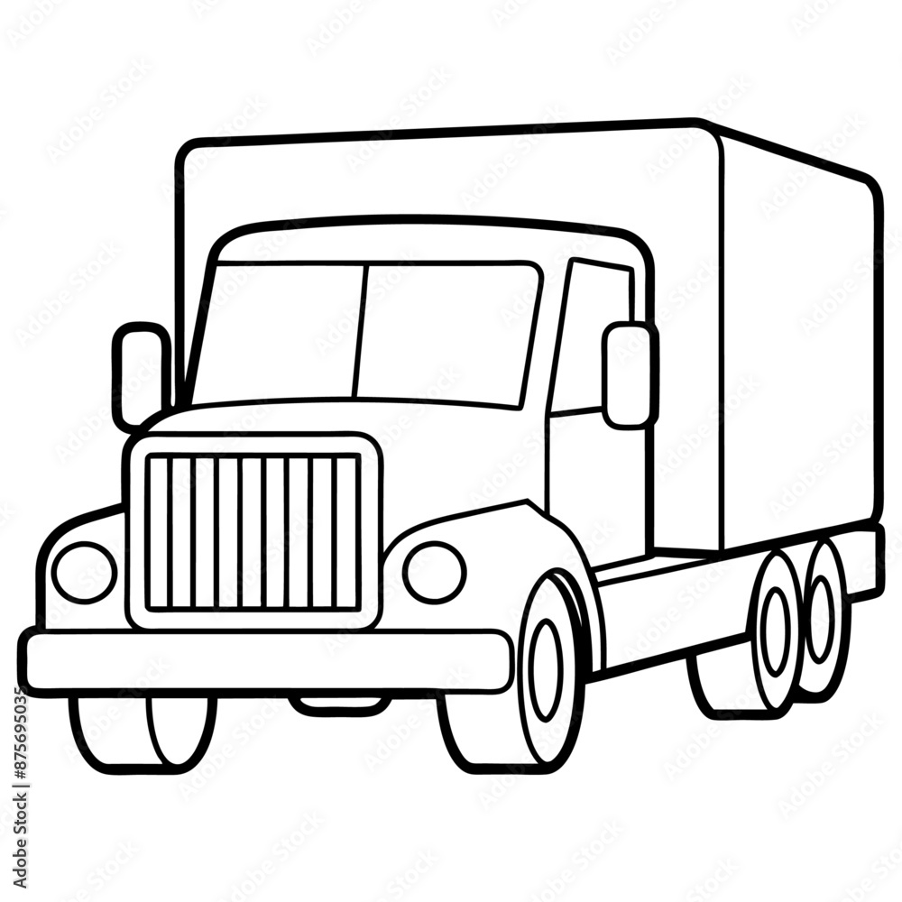Fototapeta premium truck outline coloring book page line art illustration digital drawing