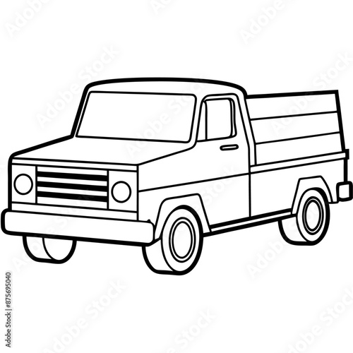 truck outline coloring book page line art illustration digital drawing