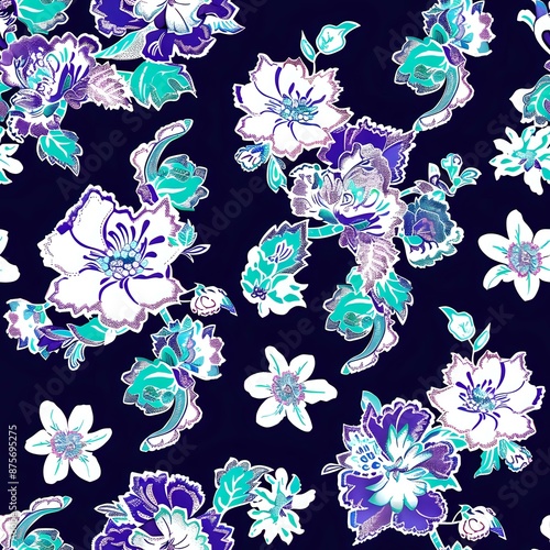 Intricate Floral Grid Design for Fabric, Wallpaper, and Home Decor