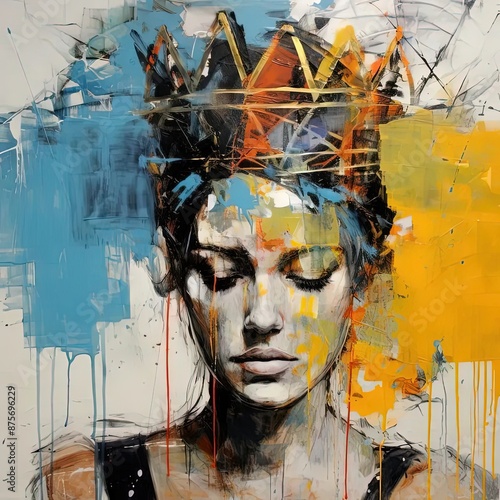 a painting of a woman with a crown on her head