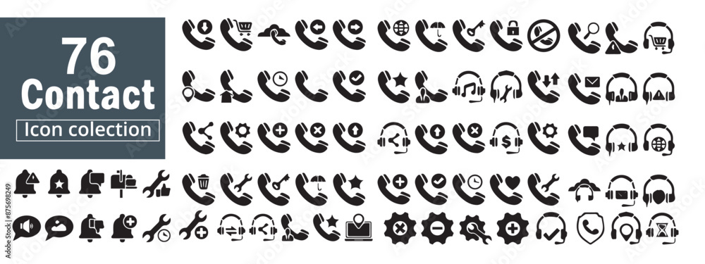 Phone set icons. 76connection symbol set. Smartphone, call center, hotline, operator, staff, and agent communication for app and website and more. Vector illustration eps 10 Phone set icons. 76connection symbol set. Smartphone, call center, hotline, operator, staff, and agent communication for app and website and more. Vector illustration eps 10