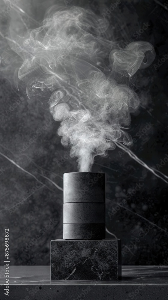 The classic product showcase on black background, abstract white smoke texture, vintage charm, elegant and timeless, detailed and sophisticated display The classic product showcase on black background, abstract white smoke texture, vintage charm, elegant and timeless, detailed and sophisticated display