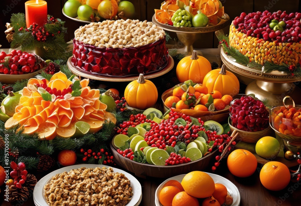 vibrant holiday food festive spreads decorative buffets celebrations, colorful, cuisine, decoration, dish, display, event, feast, festivity, fresh, fruit vibrant holiday food festive spreads decorative buffets celebrations, colorful, cuisine, decoration, dish, display, event, feast, festivity, fresh, fruit