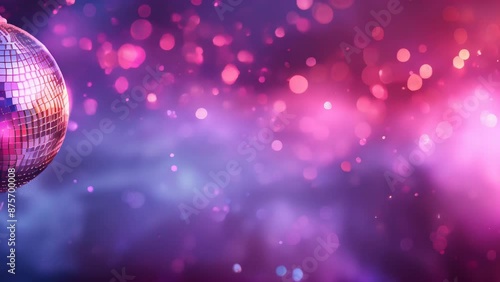 Disco ball with pink and purple lights