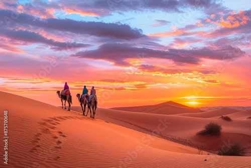 Camel Silhouette Desert Sunset