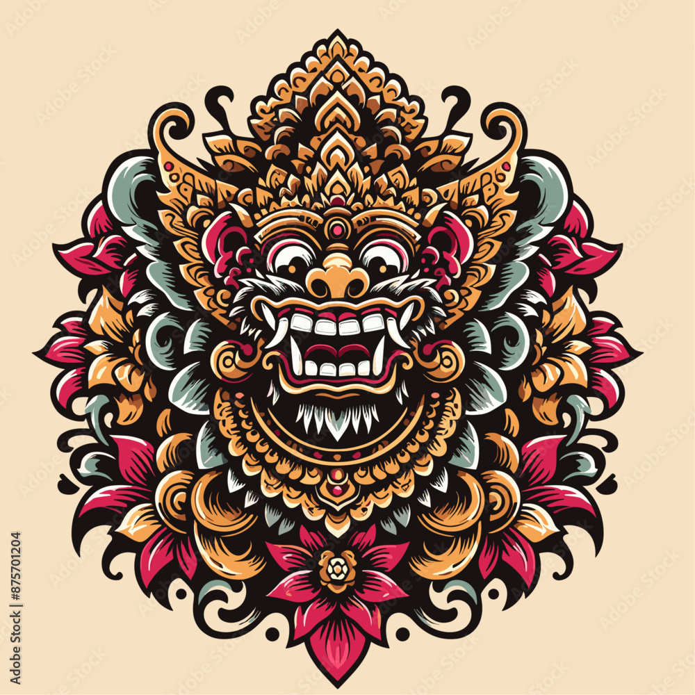 Fototapeta premium Balinese barong vector logo illustration
