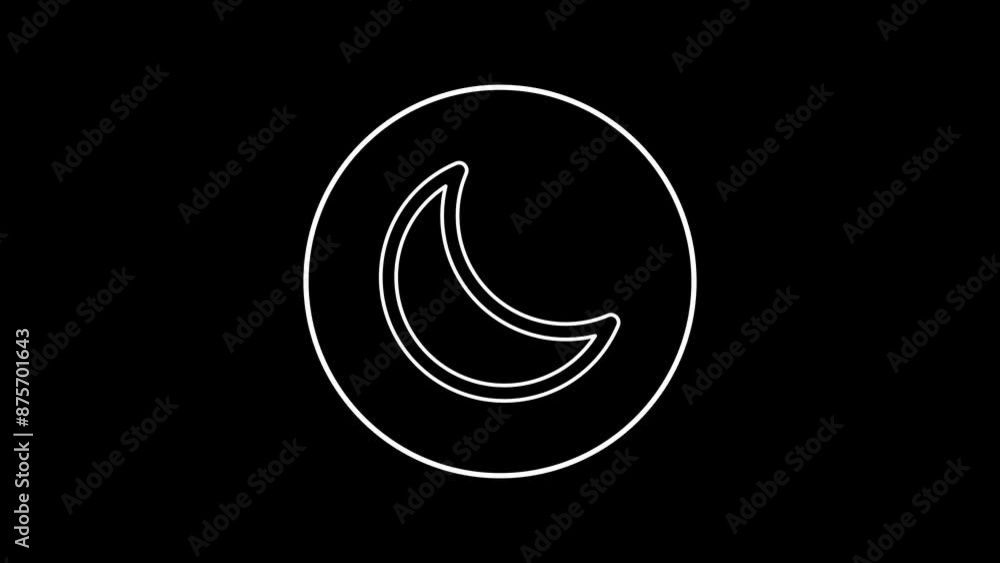 Animated of moon icon. line animation moon Animated of moon icon. line animation moon
