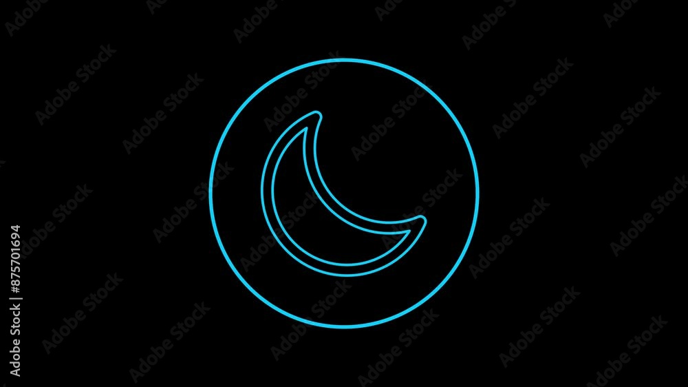 Animated of moon icon. line animation moon Animated of moon icon. line animation moon