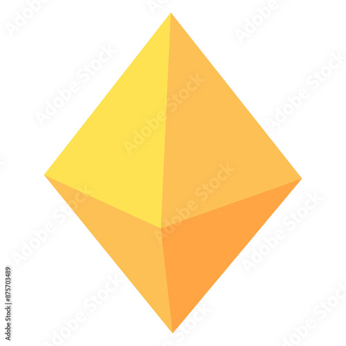 Octahedron vector clip art illustration, basic 3d geometric shape isolated on white background, gambar octahedron bangun ruang tiga dimensi