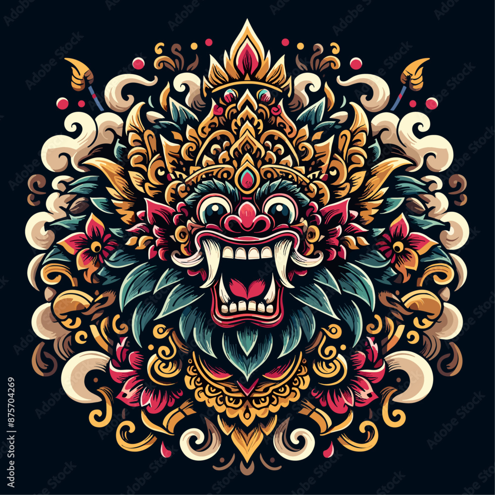 Fototapeta premium Balinese barong vector logo illustration