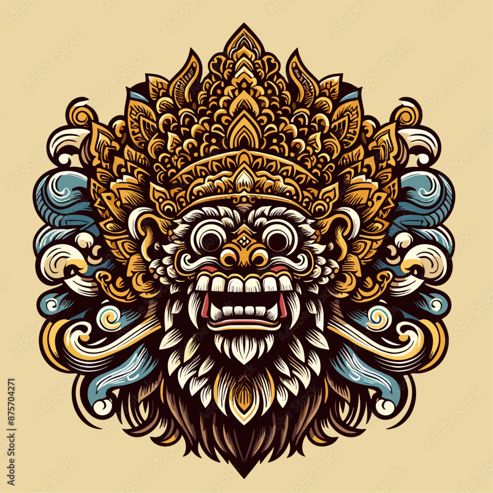 Balinese barong vector logo illustration Balinese barong vector logo illustration