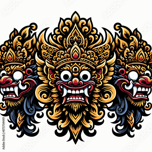 Balinese barong vector logo illustration