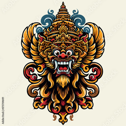 Balinese barong vector logo illustration photo