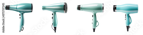 Collection set of hairdryers isolated on transparent background photo