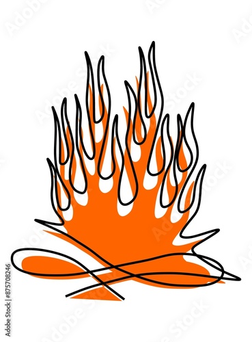 Illustration of a fire with a black outline and orange splash.