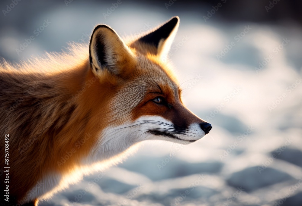 Obraz premium fox red white carnivore animal background predator nature wild fur wildlife mammal