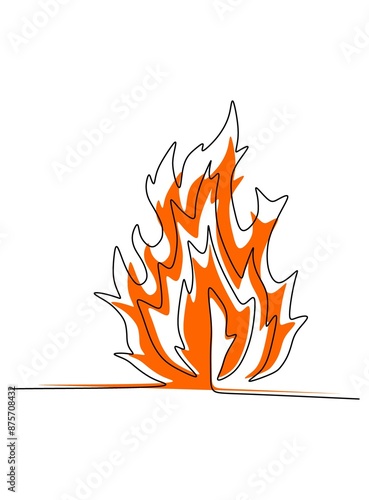  Illustration of a fire with a black outline and orange splash.