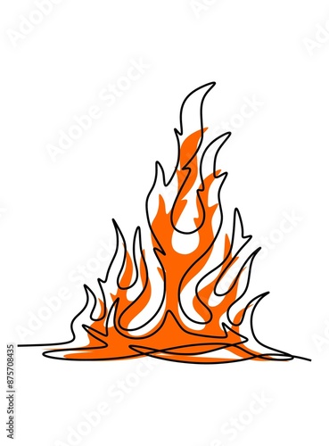  Illustration of a fire with a black outline and orange splash.