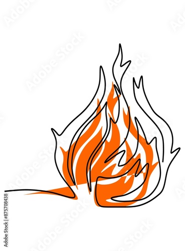  Illustration of a fire with a black outline and orange splash.