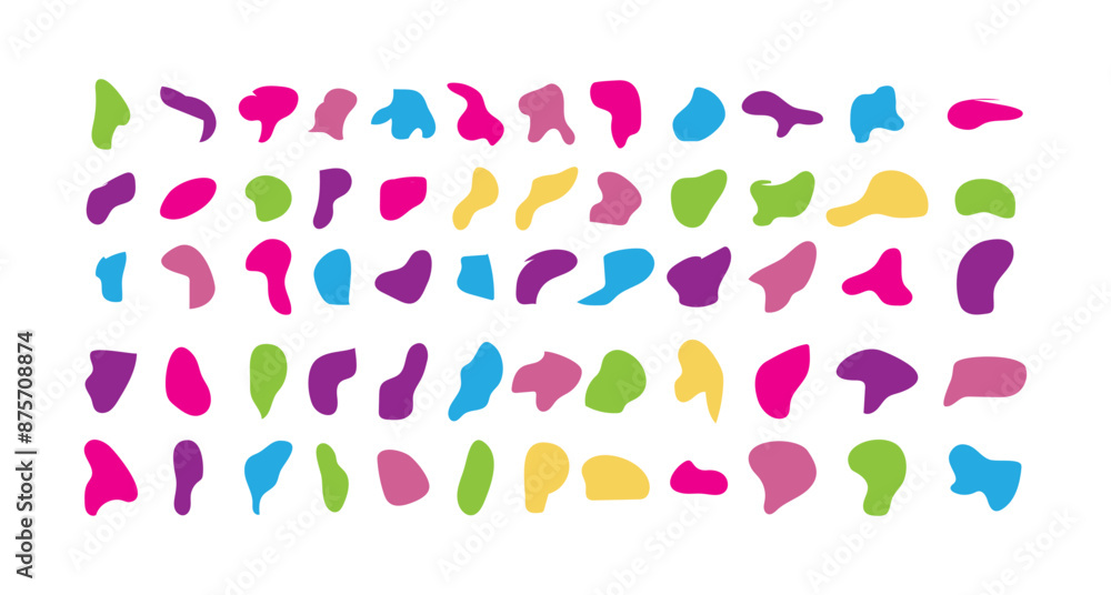 Blob shape organic, vector illustration set. Collection from abstract forms for design and paint. Liquid silhouette drop in modern style. Basic stains isolated elements on white background Blob shape organic, vector illustration set. Collection from abstract forms for design and paint. Liquid silhouette drop in modern style. Basic stains isolated elements on white background