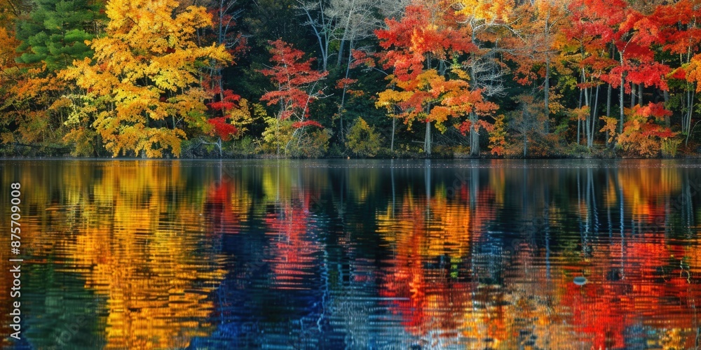 Fototapeta premium Lake surrounded by dense forest