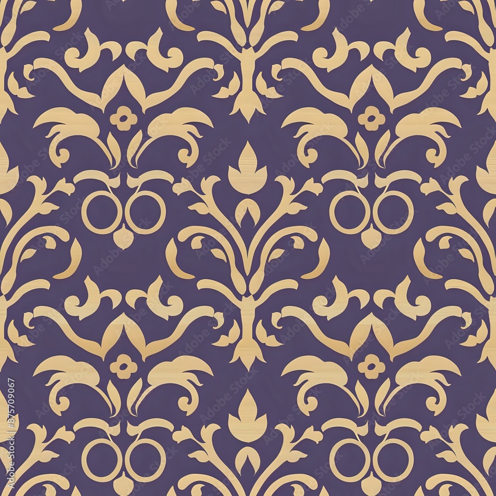 Classic Damask with Symmetrical Leaf Motifs Classic Damask with Symmetrical Leaf Motifs