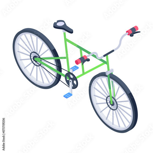 Ready to use isometric icon of pedal bike 

