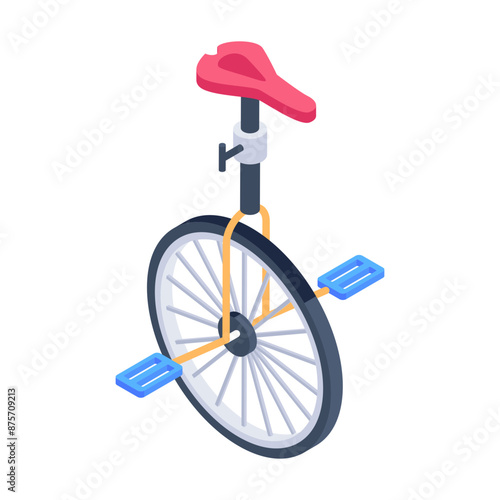 A captivating isometric icon of unicycle 

