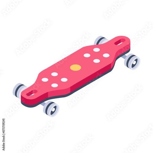 Easy to edit isometric icon of longboard

