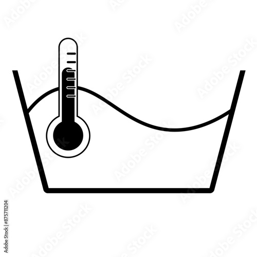 桶の水と水温計のアイコン