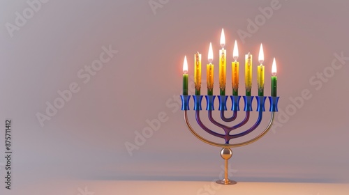 Menorah with seven lit candles