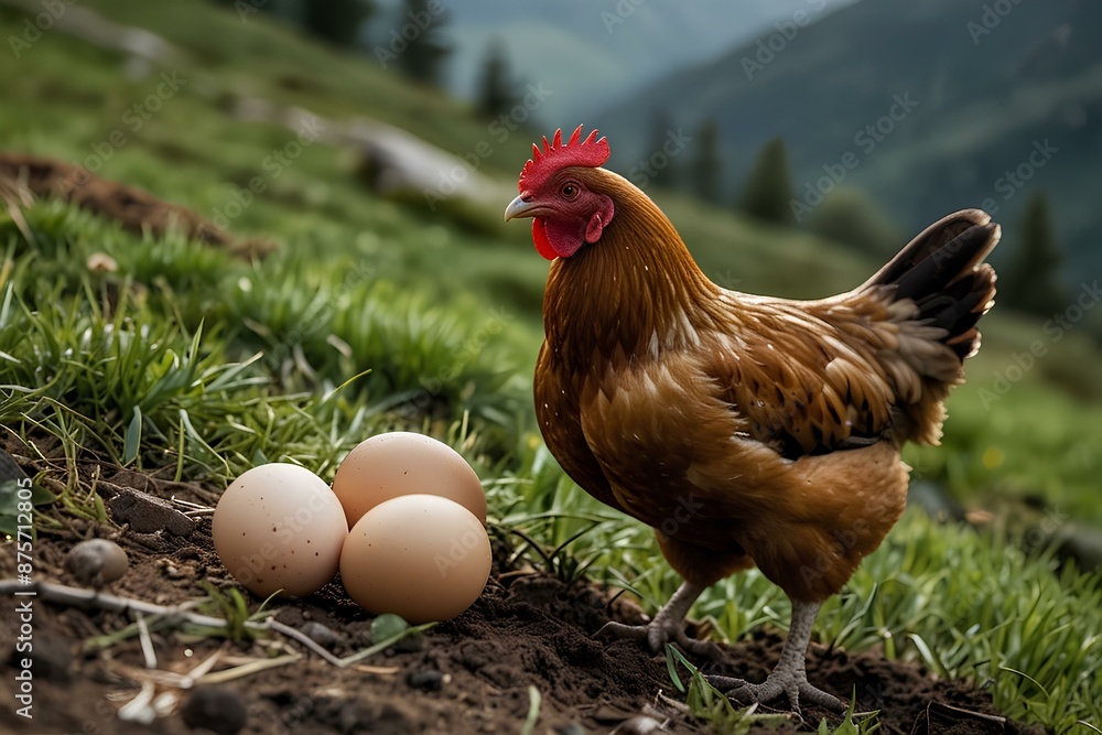 Fototapeta premium chicken and eggs 