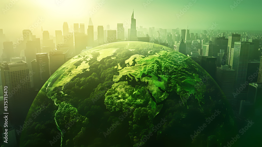 Clean energy shift and choosing green power, vector image Clean energy shift and choosing green power, vector image