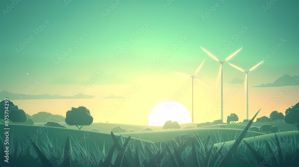 Fototapeta premium Clean energy shift and choosing green power, vector image