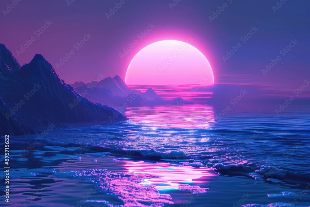 Fototapeta premium Ocean Mountain Sunset