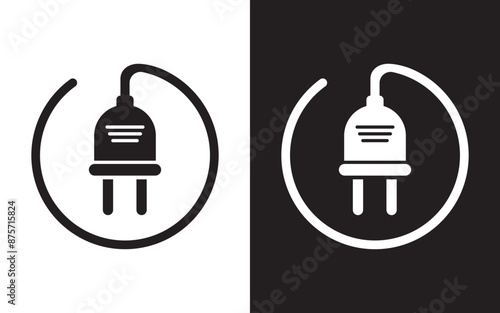 Electrical power plug icon symbol sign, Power plug icon set. cable black vector icon. Plug with wire simple glyph pictogram symbol.