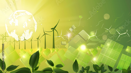 Clean energy shift and choosing green power, vector image