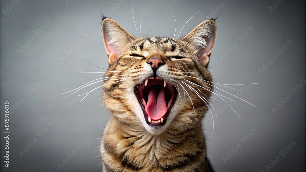 Cat yawning with mouth wide open, showing teeth and tongue , feline, pet, animal, sleepy, tired, cute, domestic, fluffy, fur Cat yawning with mouth wide open, showing teeth and tongue , feline, pet, animal, sleepy, tired, cute, domestic, fluffy, fur