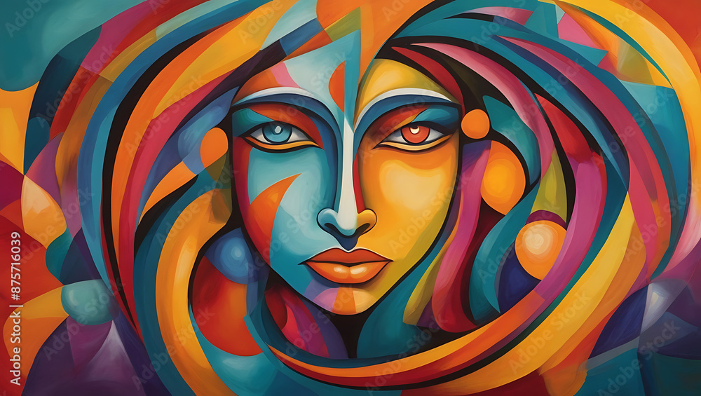 Fototapeta An abstract illustration of emotional harmony with balanced shapes and complementary colors. Emphasize the equilibrium between different emotions.

