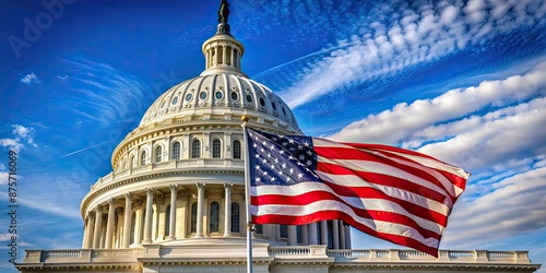 Wallpaper Mural American flag waving in front of Capitol dome in Washington, D.C, patriotism, government, United States Torontodigital.ca