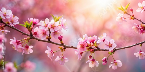 Cherry tree branch with pink blossoms , Spring, nature, botanical, floral, blooming, tree, branch, delicate, pink