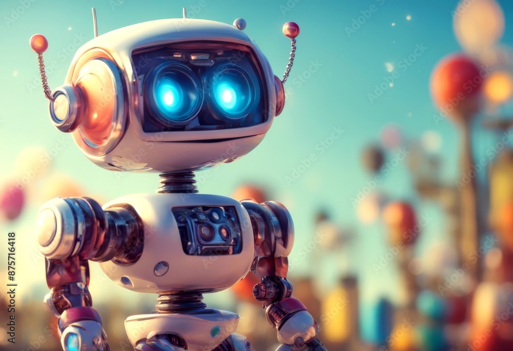 Naklejka premium questions character chat cute cartoon colorful answering robot ai online cyberspace digital conversation technology service message