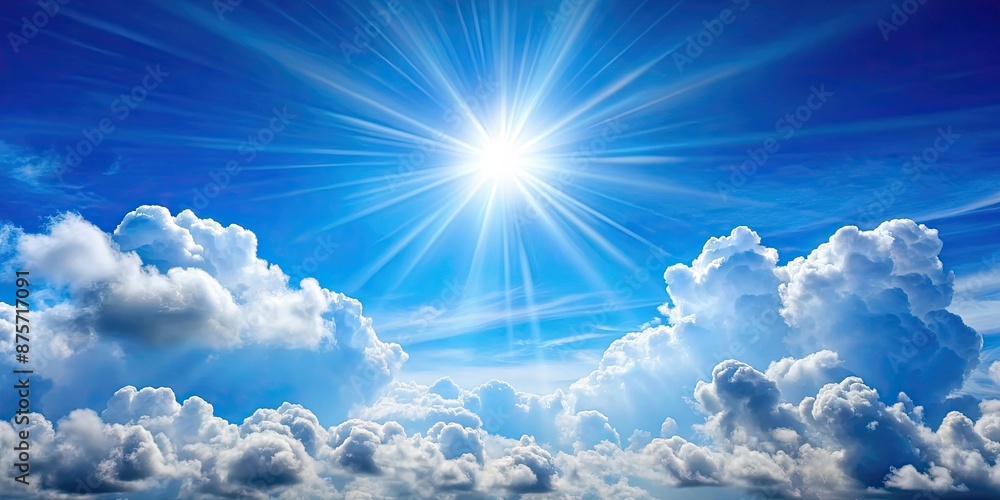 Clear blue sky with the sun peeking out from behind fluffy clouds, clouds, shadows, sun, peeking, blue sky, weather, nature Clear blue sky with the sun peeking out from behind fluffy clouds, clouds, shadows, sun, peeking, blue sky, weather, nature