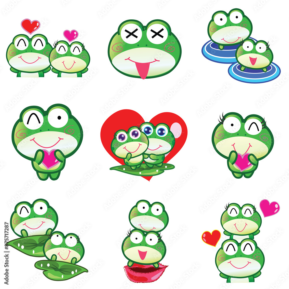 Obraz premium set of funny cartoon frogs