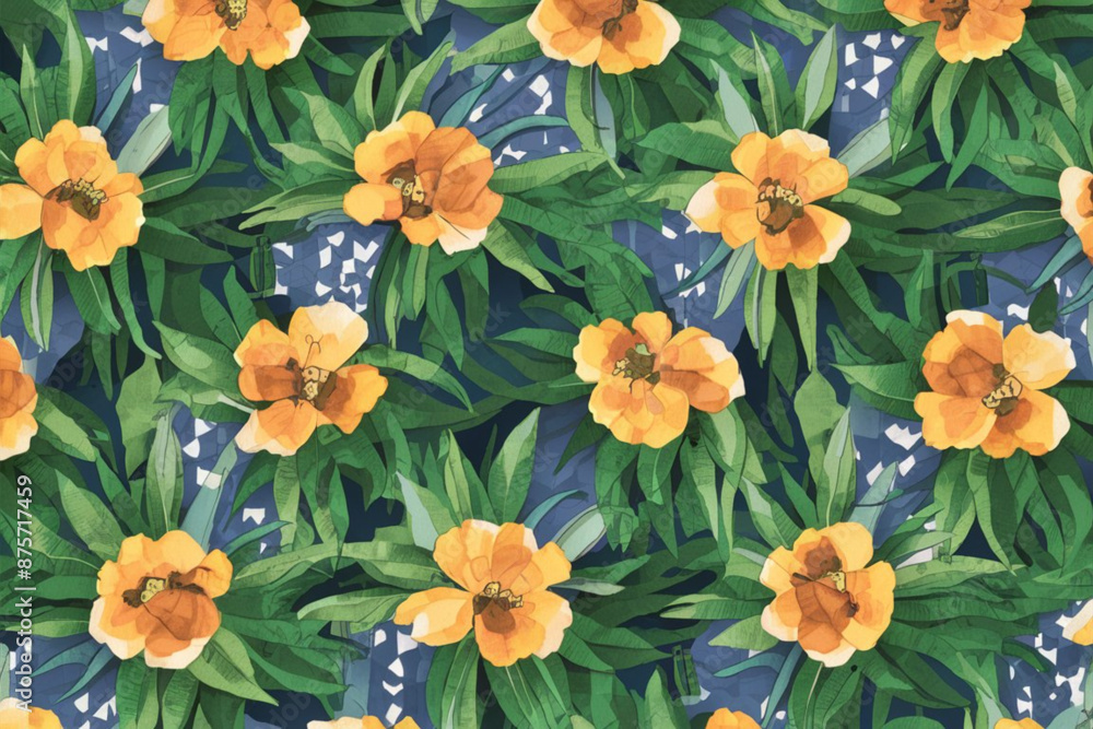 Flowers pattern with green background, pattern of flowers Flowers pattern with green background, pattern of flowers