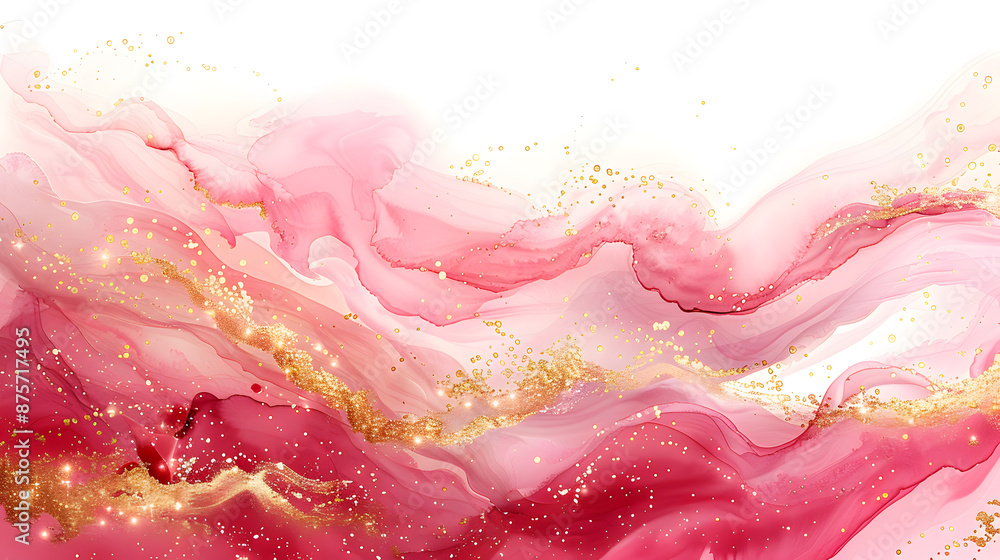 This fluid abstract art piece features vibrant pink and gold hues, creating elegant waves. It adds sophistication and creativity to any space, making a stylish and trendy statement This fluid abstract art piece features vibrant pink and gold hues, creating elegant waves. It adds sophistication and creativity to any space, making a stylish and trendy statement